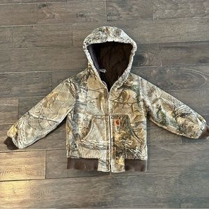 Carhartt Hooded Hunting Coat Boys Size XS 6 Camo Insulated